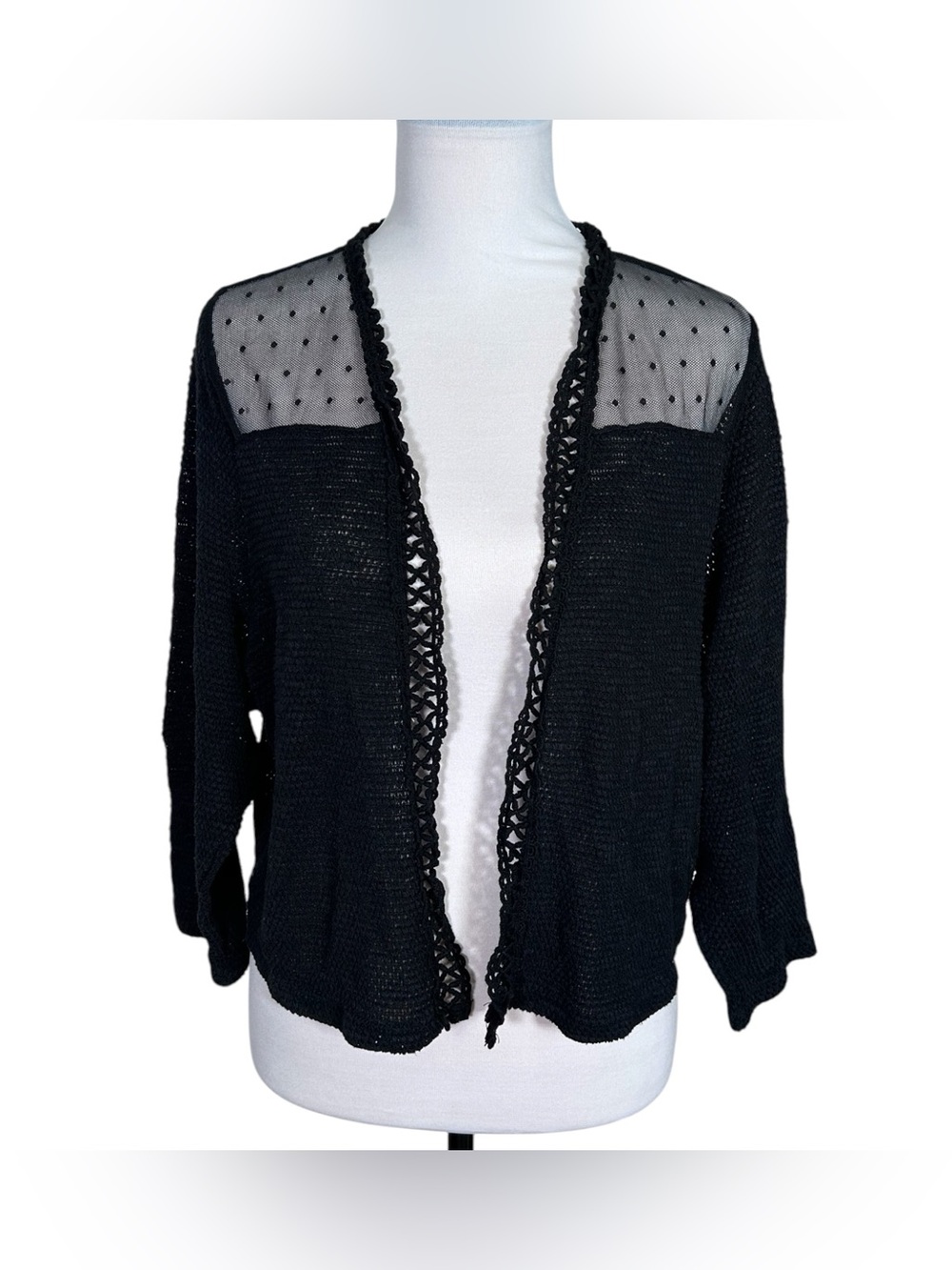 Torrid Size 3 Black Crochet Open Knit Mesh Cardigan Plus Size Boho Gothic